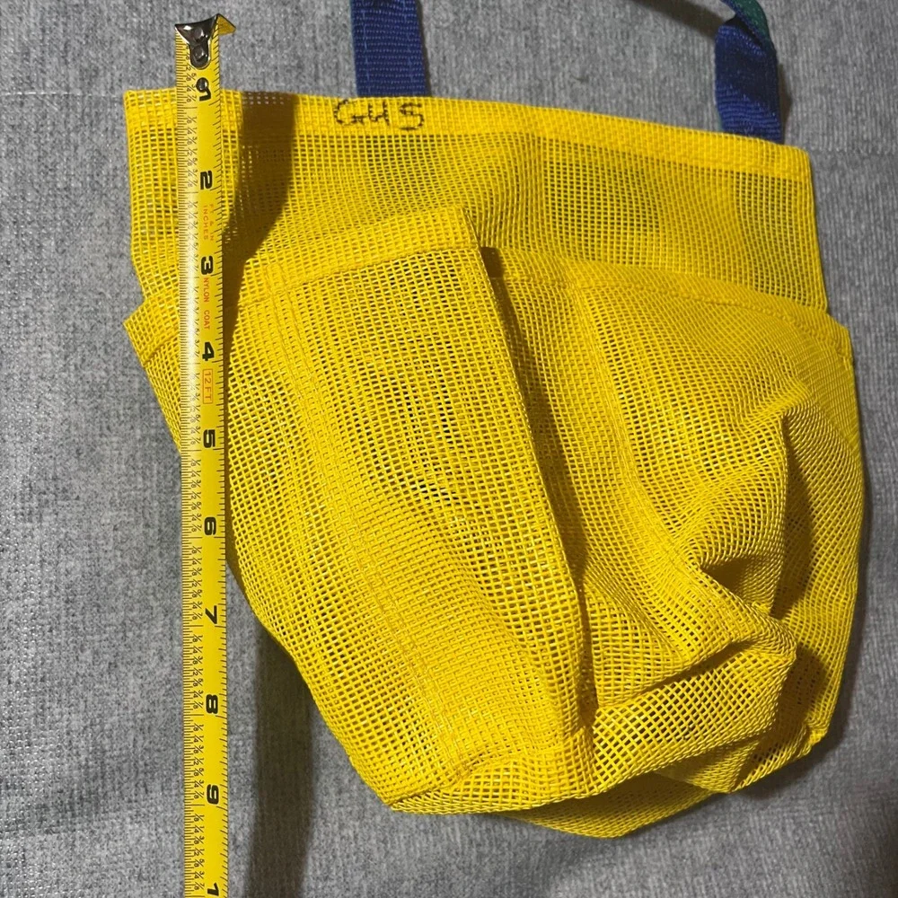 Saltwater Canvas Mesh Shower Caddy Bag Yellow Blue Green Dorm Gym Tote